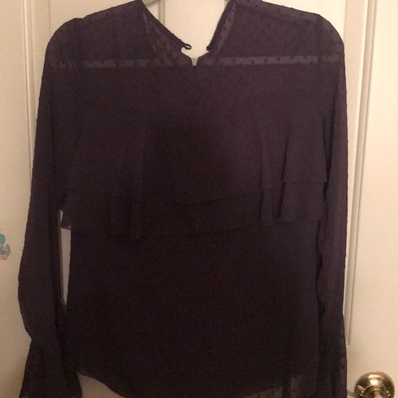 Chelsea28 ruffled polka dot purple top size small - Picture 11 of 12